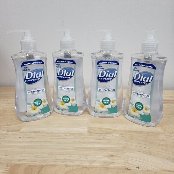 4 x Dial Complete Anti-bact WHITE TEA Liquid Hand Soap Wash 7.5 oz - Picture 1 of 3